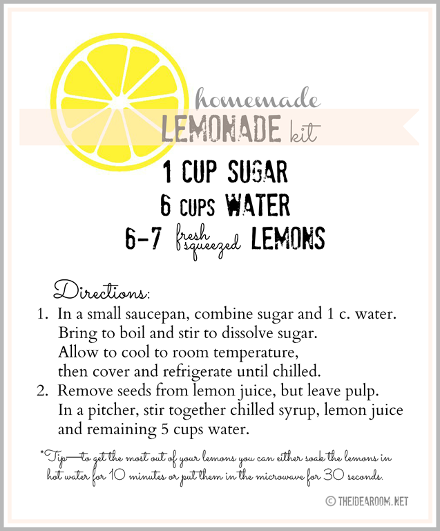 Homemade Lemonade Gift Kit And Printables The Idea Room