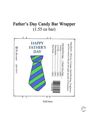 Father's Day Candy Bar Wrapper green.blue stripe 1.55 oz