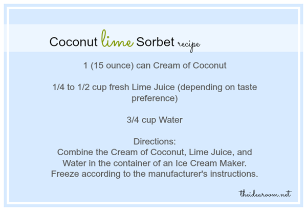 Coconut Lime Sorbet Recipe Card
