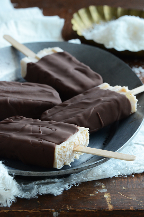 chocolate covered coconut popsicles