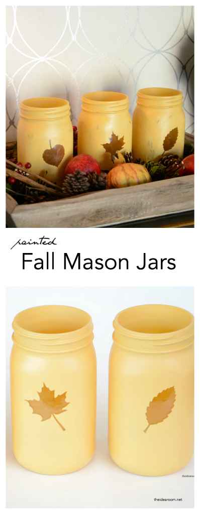 Looking for a simple fall craft that can add some fun and color to your fall decor? Make these painted mason jars for a quick and easy fall decoration. Fall-Decor-Mason-Jars-Craft theidearoom.net