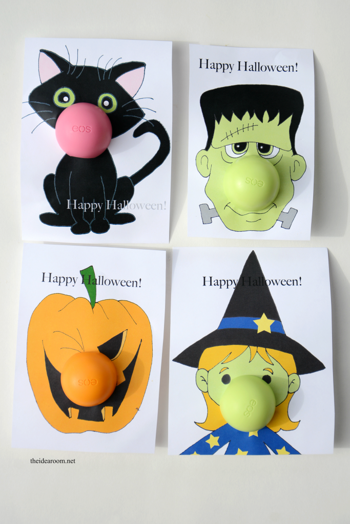 Halloween-Printables-EOS Make these Printable Halloween Gifts for your family and friends. Great NON-Candy Halloween Gift Idea!