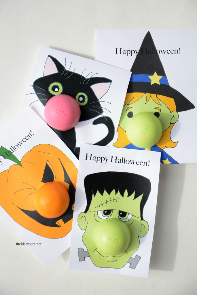 Halloween-Printables-EOS Make these Printable Halloween Gifts for your family and friends. Great NON-Candy Halloween Gift Idea!