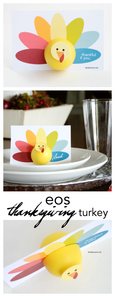 Thanksgiving | Create this fun Printable Thanksgiving Turkey to give to friends and family for a fun Thanksgiving Gift idea! FREE Printable Turkey for your eos lip balm.