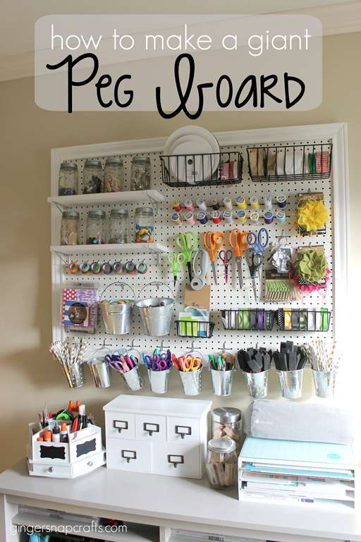 How to Make a Giant Peg Board at GingerSnapCrafts.com #gingersnapcrafts #craft #storage_thumb