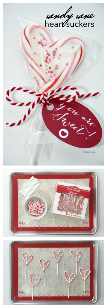 Valentine's Day | Mini Candy Cane Heart Suckers are so easy to make and are the perfect Valentine's Day treat of gift idea for friends, family and classmates.