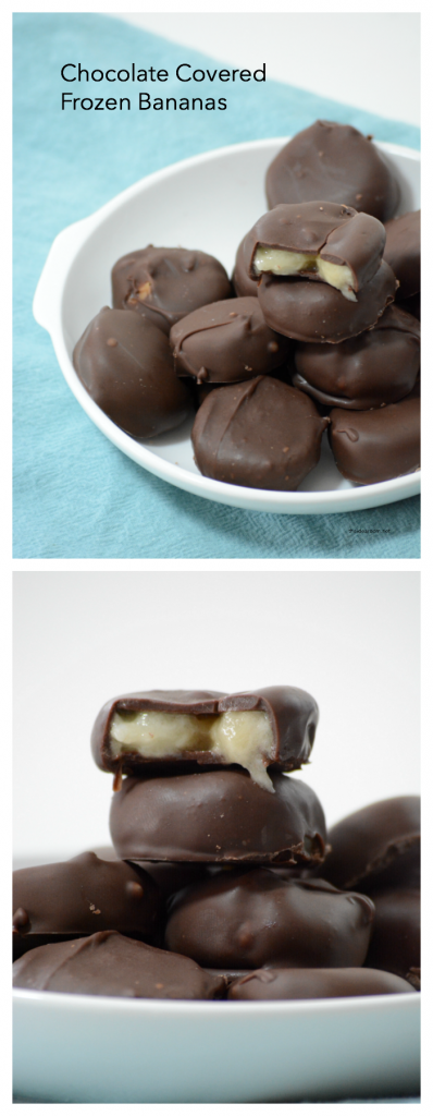 Recipes | Looking for a delicious and healthier snack idea? Make these Chocolate Covered Frozen Bananas. Chocolate Bananas are the perfect bite size snack!