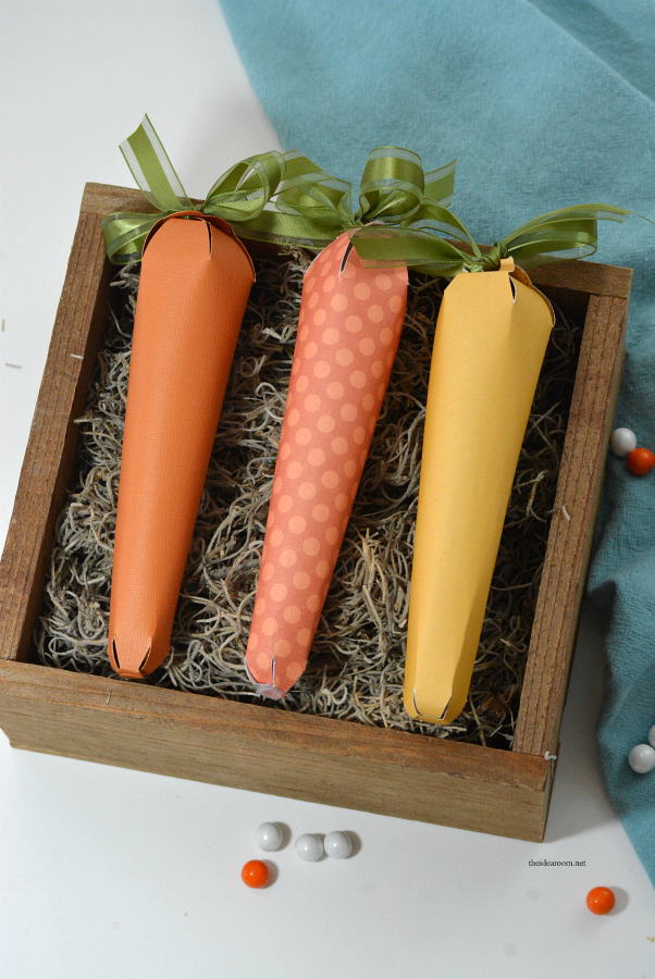 Paper Carrots | Create these Easter Paper Carrots.  Fun for an Easter Gift with your favorite Easter Treats inside or some Easter Decor.