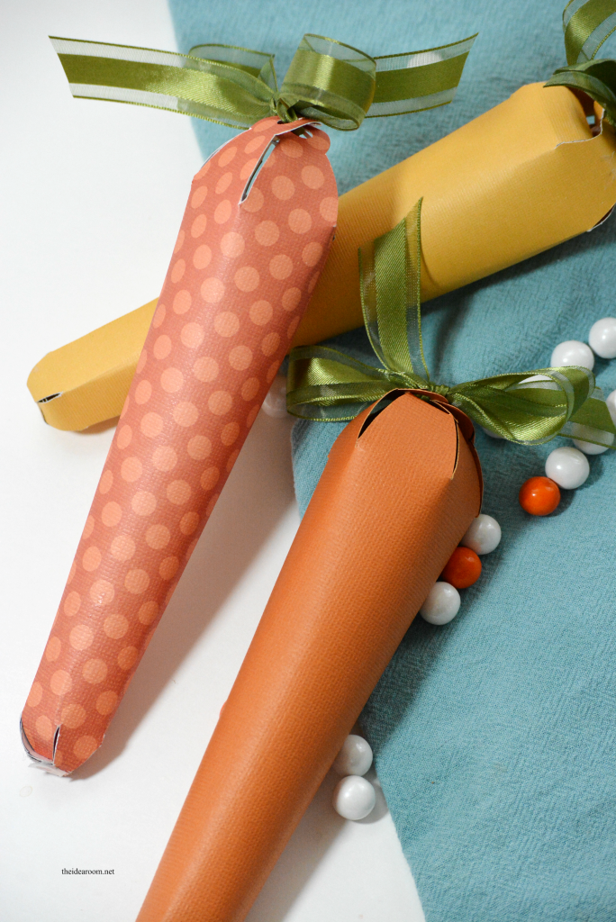 Easter Decor | Create these Easter Paper Carrots.  Fun for an Easter Gift with your favorite Easter Treats inside or some Easter Decor.