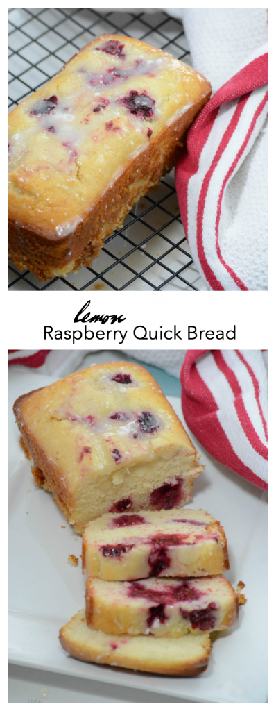Recipe | This Lemon Raspberry Loaf is a delicious Spring Quick Bread Recipe.  Fresh raspberries (or frozen) give a little twist to a delicious Lemon Bread Recipe.