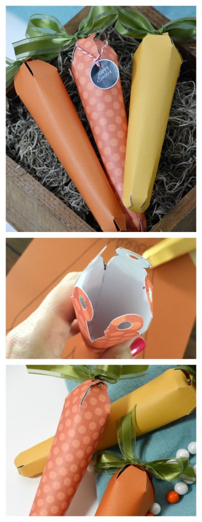 Easter | Create these Easter Paper Carrots.  Fun for an Easter Gift with your favorite Easter Treats inside or some Easter Decor.