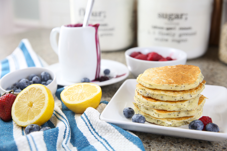 lemon-poppy-seed-pancakes-with-homemade-blueberry-syrup