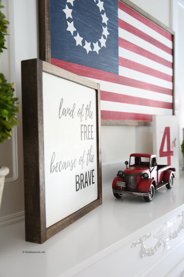 Land of the Free Patriotic Fourth of July Wood Sign