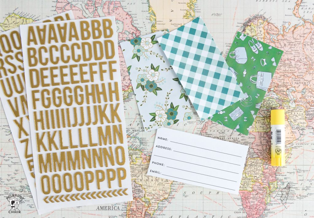 DIY Luggage Tags, stickers and cardstock paper